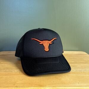 47 Brand Texas Longhorns NCAA Black Orange Logo Mesh Back Snapback Trucker Hat